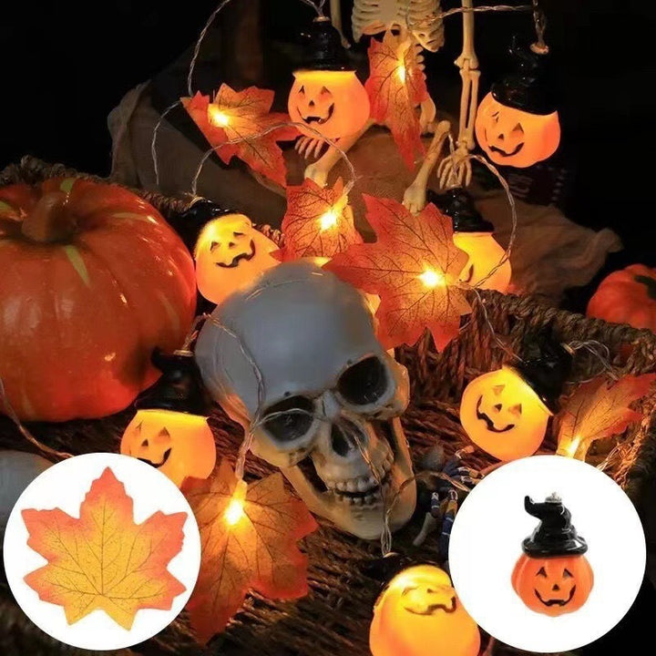 Halloween LED Kürbislaterne und Ahornblatt dekorative Lichterkette