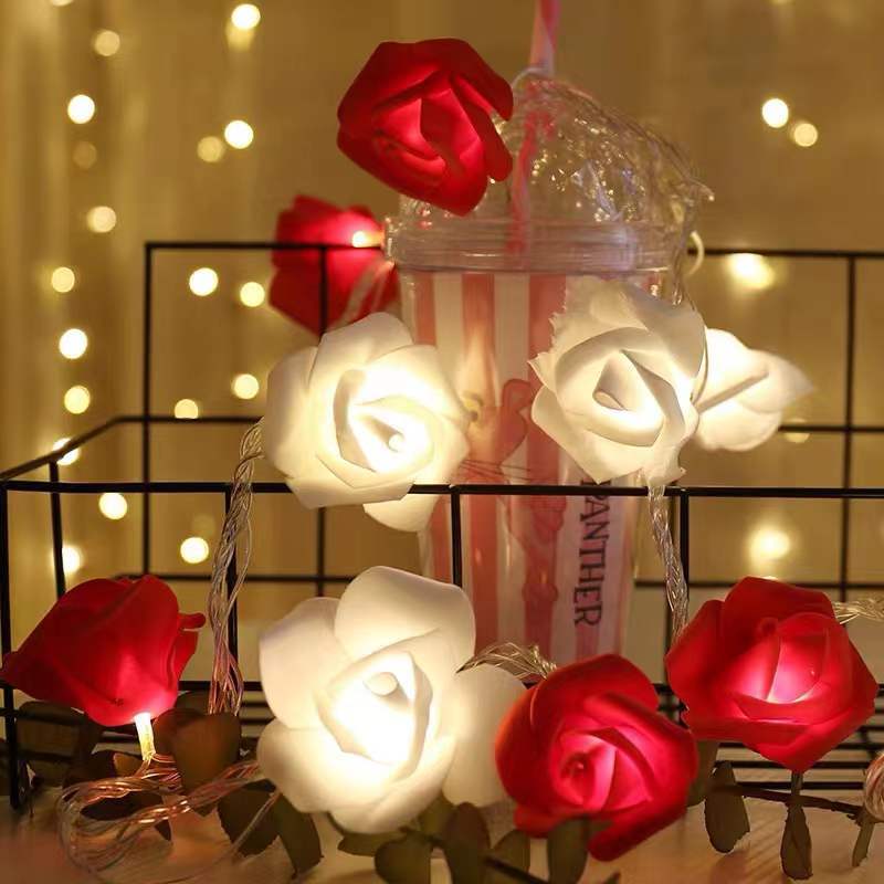 Rosenförmige LED-Lichterkette Romantische Blumen-Girlande
