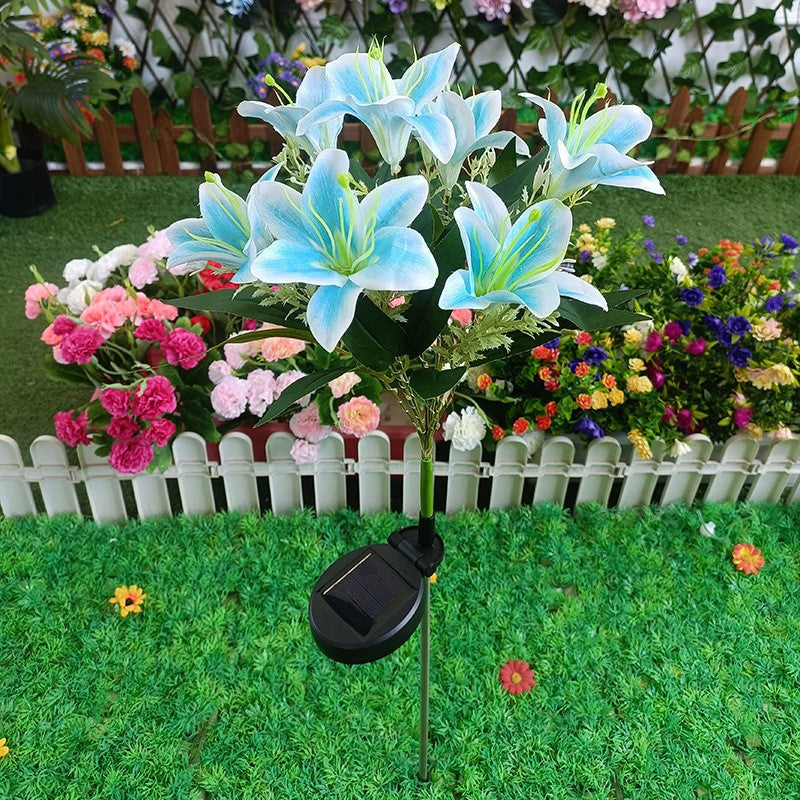 Solar LED Lily Gartenstecker Licht mit integrierter Feenlichterkette und lebensechten Seidenblättern
