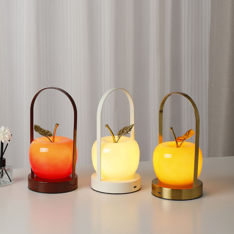 Keramische apfelförmige Ambient-Tischlampe mit Messinggriff