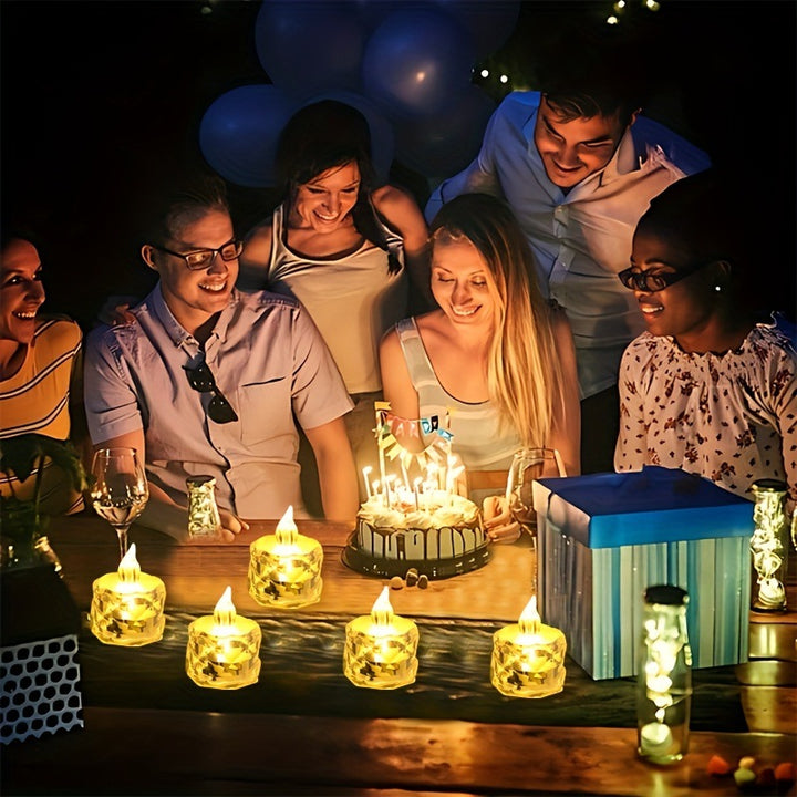 Flammenloses Kristall Facettierte LED Teelichtkerzen Set