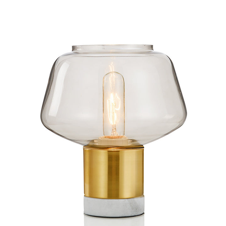 Geometrische Glas Tischlampe mit Messing- und Marmorfuß