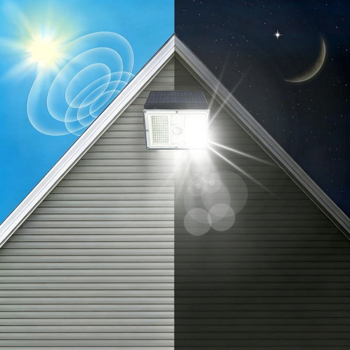 Hochleistungs-Solar-Bewegungsmelder-LED-Sicherheitswandlampe mit verstellbarem Solarpanel und Weitwinkel-Flutstrahler