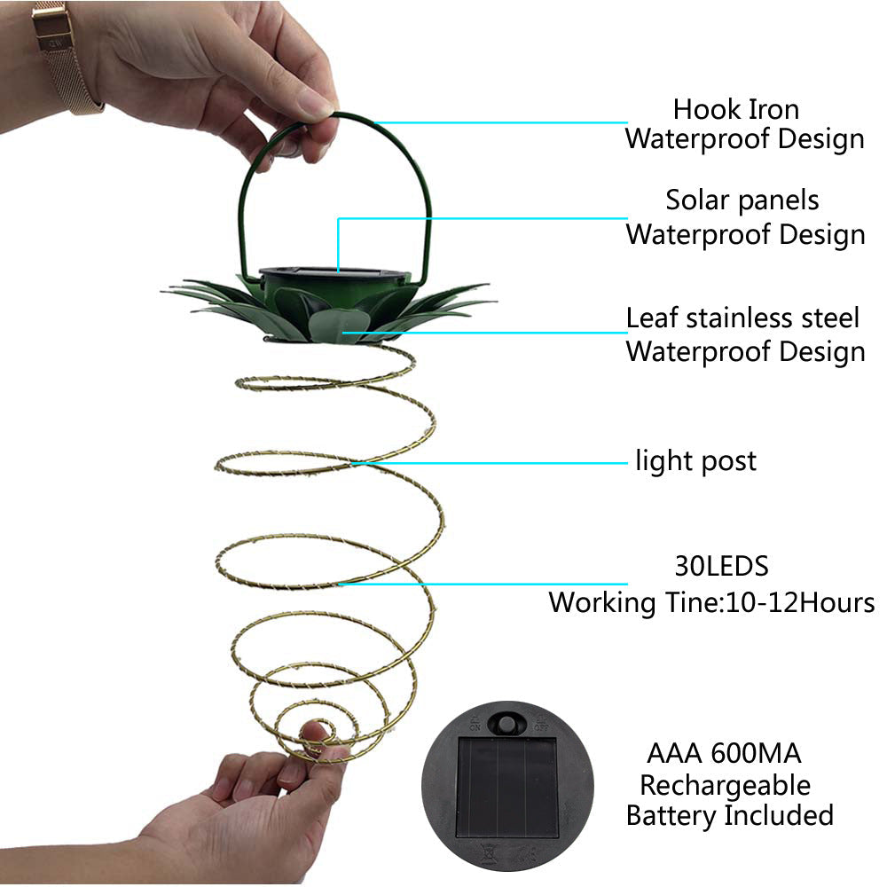 Spiral Hängende Solar LED Laterne Mit Lotus Dach Und Traggriff