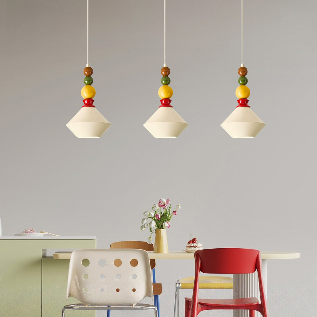 Mid-Century Geometrische Keramik Perlen Anhänger Licht