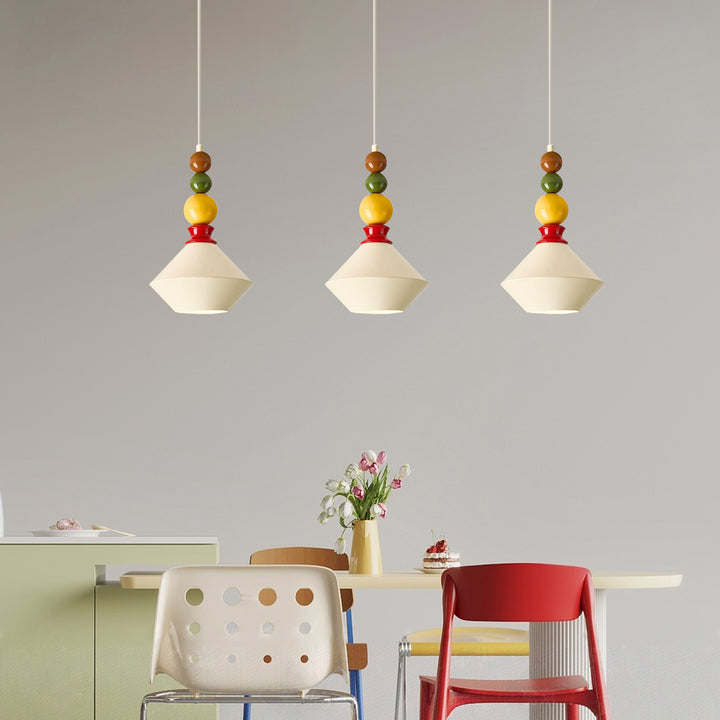 Mid-Century Geometrische Keramik Perlen Anhänger Licht
