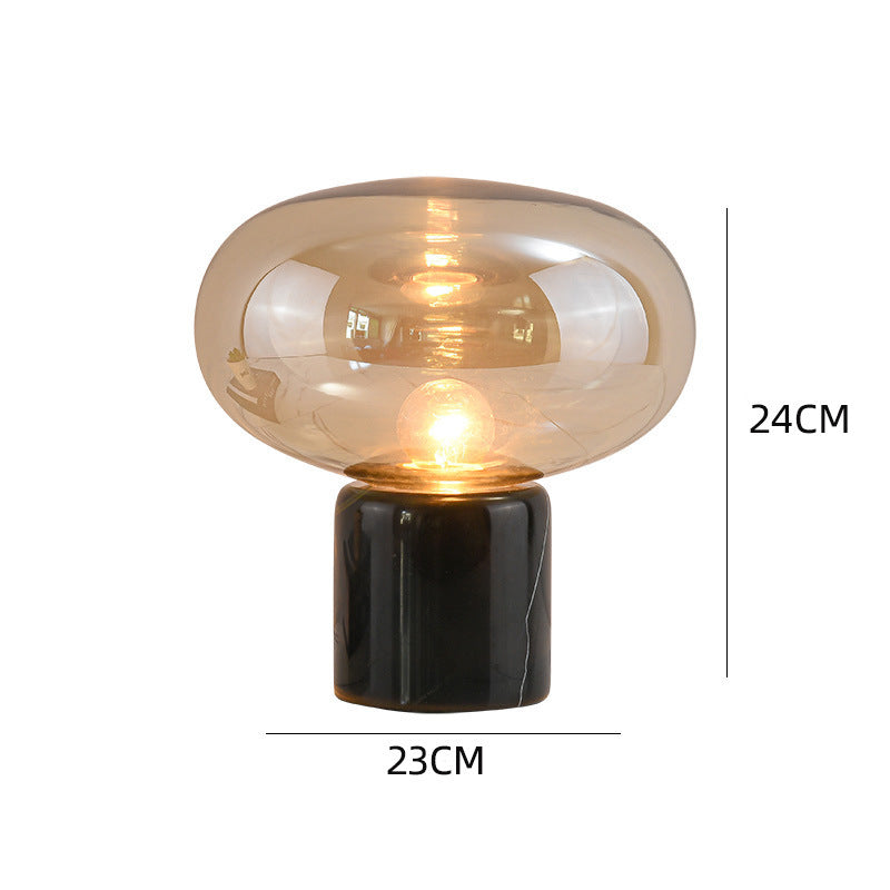 Elegante Glas- Tischlampe mit Marmorbasis