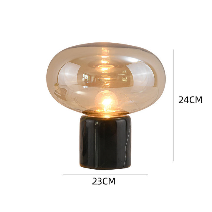 Elegante Glas- Tischlampe mit Marmorbasis