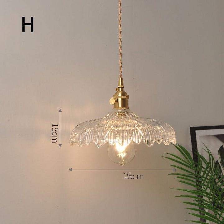 Fluted Glass Pendant Lamp mit Vintage Messingfassung