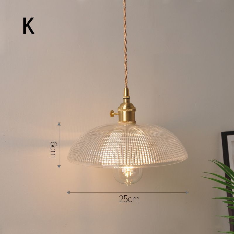 Fluted Glass Pendant Lamp mit Vintage Messingfassung