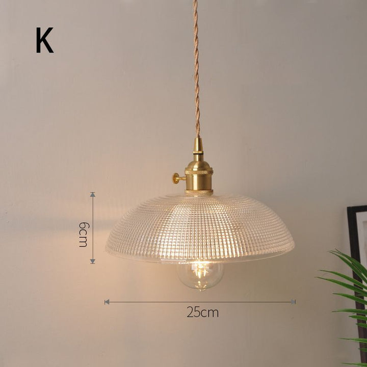 Fluted Glass Pendant Lamp mit Vintage Messingfassung