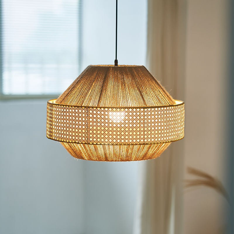 Geflochtene Rattan Trommel Pendelleuchte