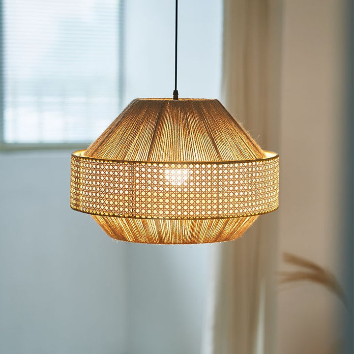 Geflochtene Rattan Trommel Pendelleuchte
