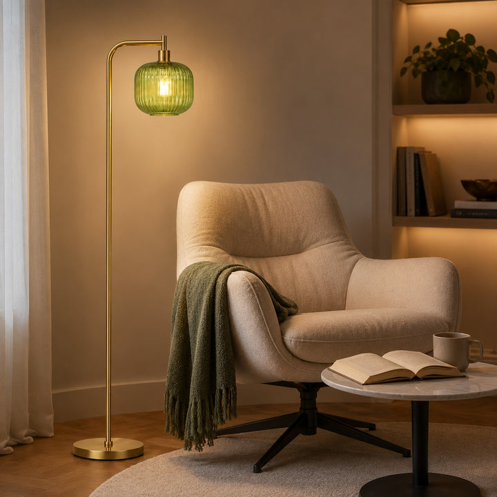 Moderne geschwungene Glas Stehlampe