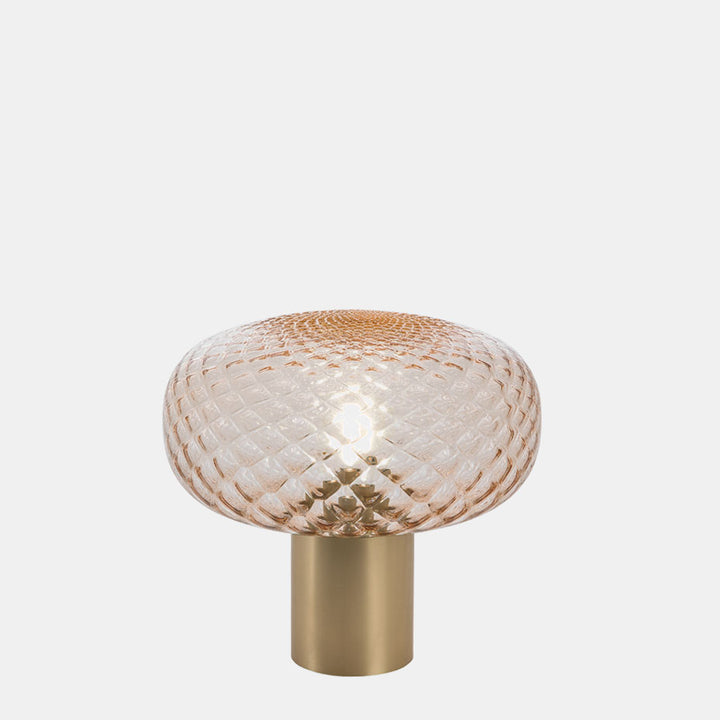 Glas Pilz Tischlampe mit dekorativem Sockel