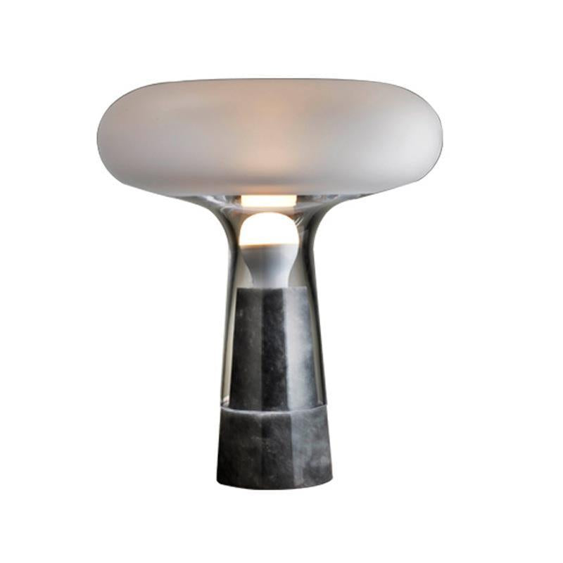 Moderne Glastischlampe mit Marmorfuß