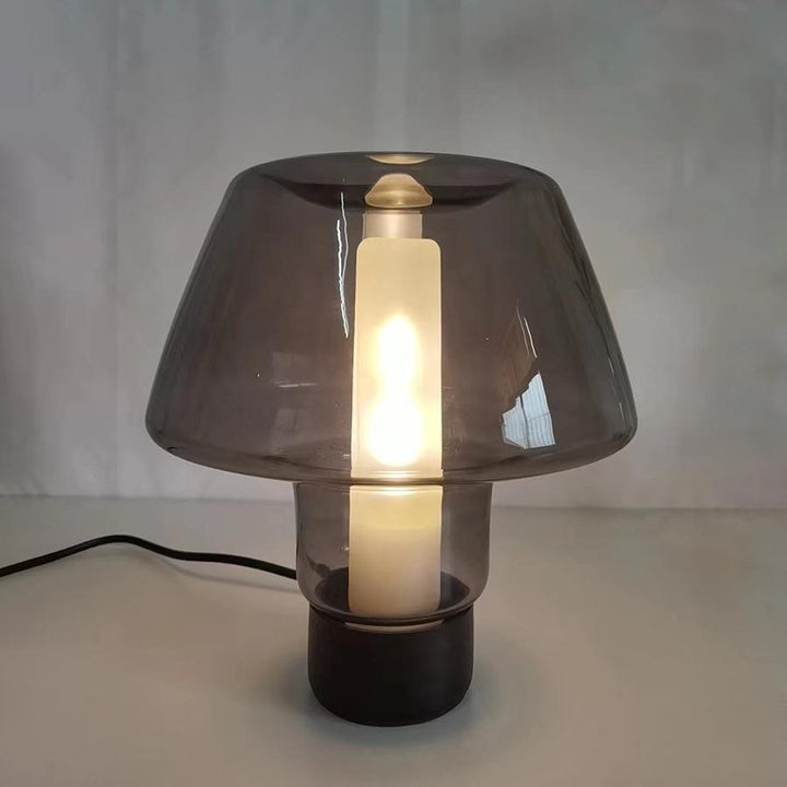 Künstlerische Tischlampe mit einzigartigem transparentem Schirm