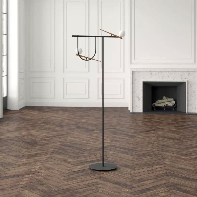 Moderne multifunktionale Stehlampe mit integriertem Beistelltisch