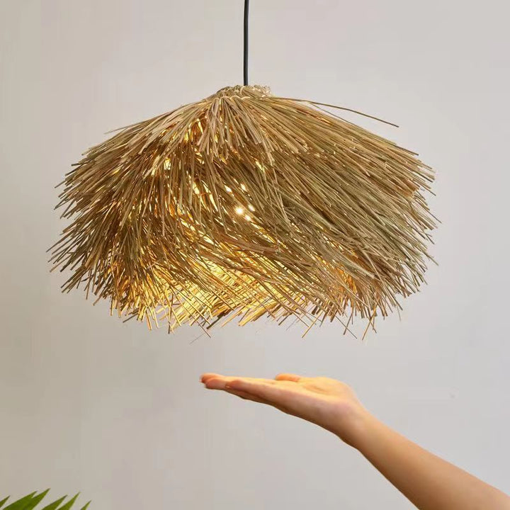 Bohemian-Stil natürliche Strohpendeleuchte