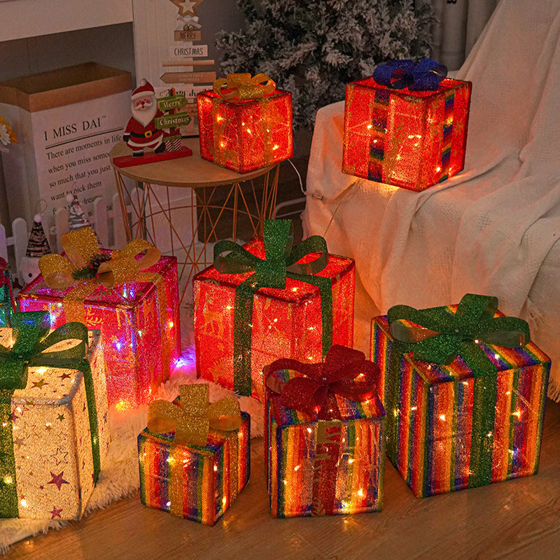 LED-Mesh-Geschenkbox-Set Dekoratives Indoor Ornament