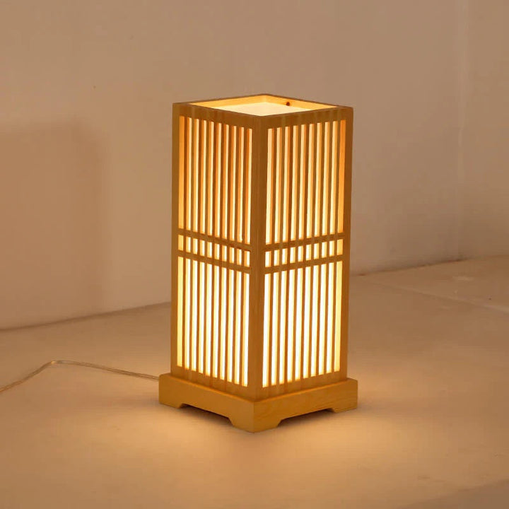 Tatami Japanische Nachttischlampe mit Holz-Bambusschirm