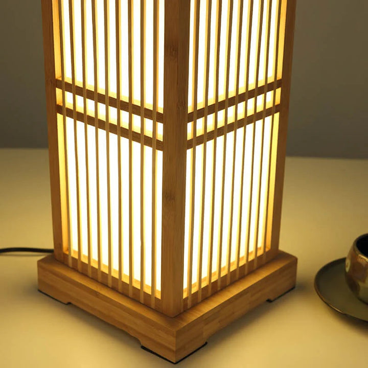 Tatami Japanische Nachttischlampe mit Holz-Bambusschirm