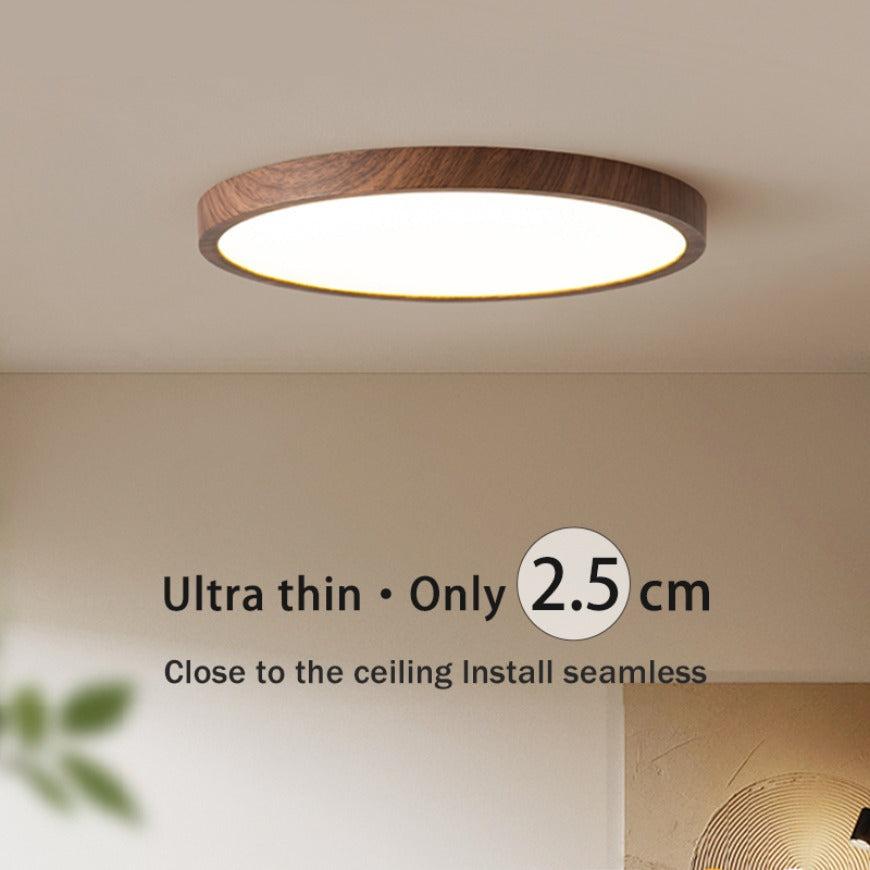 Moderne Kreisförmige Deckenleuchte mit einstellbarem LED-Licht in warmer Walnussfarbe für Wohnzimmer und Schlafzimmer