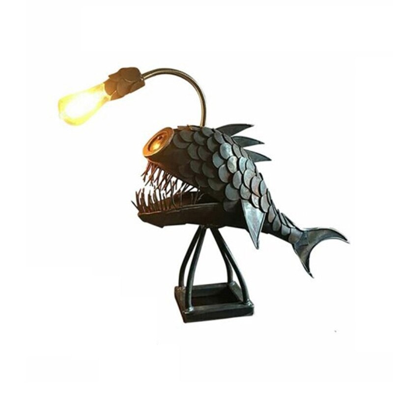Retro Tischlampe Anglerfisch Licht mit Flexibler Lampenkopf Künstlerische Tischlampen für Zuhause Bar Café Heim Kunst Dekorative Ornamente