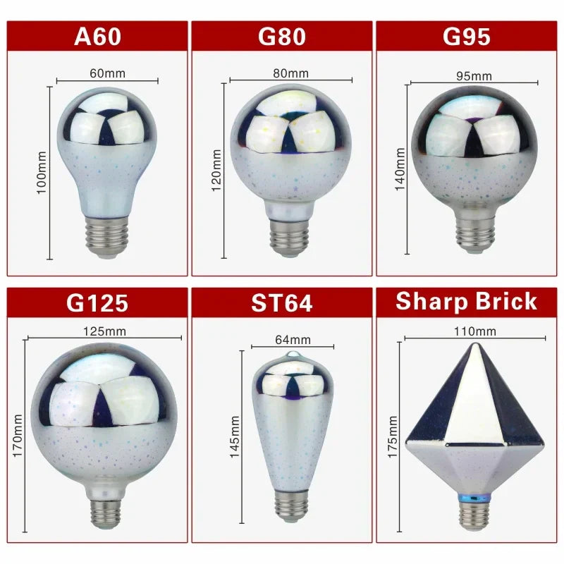 3D LED-Lampe | Vintage Feuerwerk Effekt Lampe mit E27 Fassung | 6W 85–265V | Deko, Party & Weihnachtsbeleuchtung | Auravia