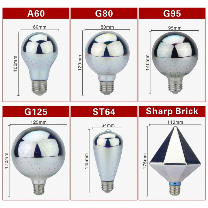 3D LED-Lampe | Vintage Feuerwerk Effekt Lampe mit E27 Fassung | 6W 85–265V | Deko, Party & Weihnachtsbeleuchtung | Auravia