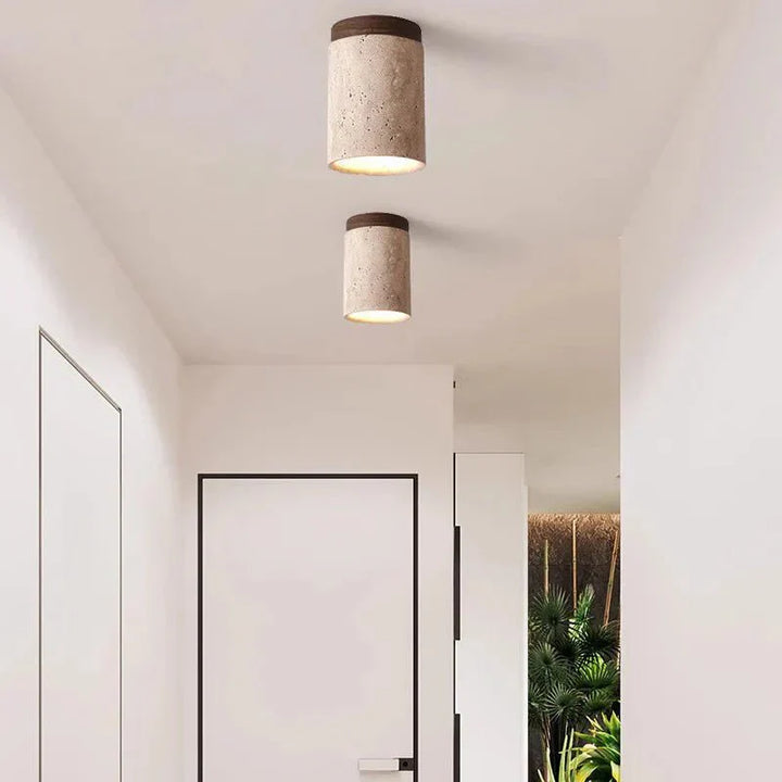 Travertin-Deckenleuchte - Raffinierte Eleganz - Sanftes Licht - Einzigartiges Design