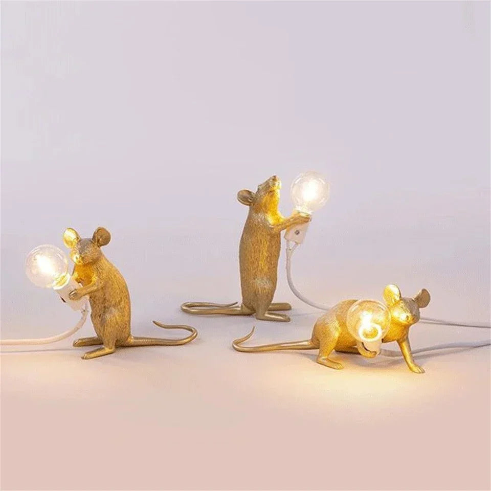 Moderne LED Tier Tischlampen: Resin Ratte, Katze und Eichhörnchen Nachtlichter