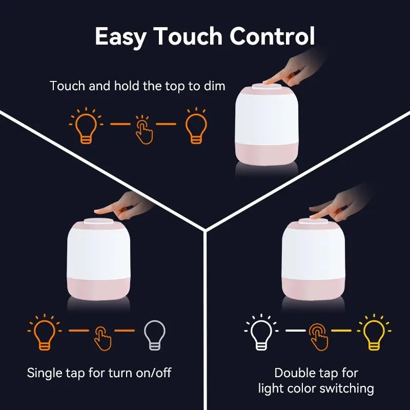 LUMINA TOUCH LED Tischlampe | Tragbar & Dimmbar | Touch-Steuerung | Für Schlafzimmer & Kinderzimmer
