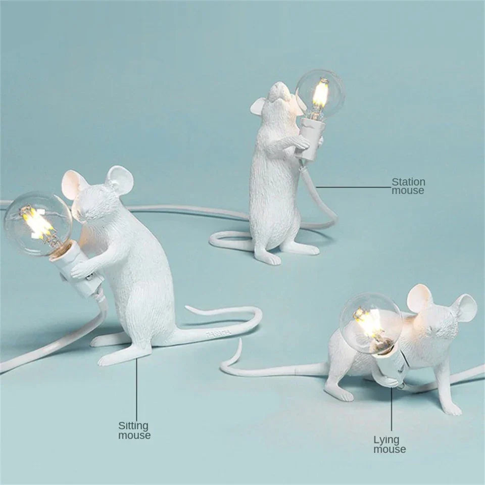 Moderne LED Tier Tischlampen: Resin Ratte, Katze und Eichhörnchen Nachtlichter