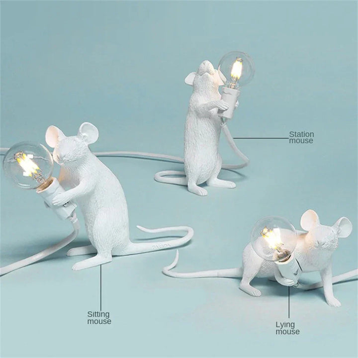 Moderne LED Tier Tischlampen: Resin Ratte, Katze und Eichhörnchen Nachtlichter