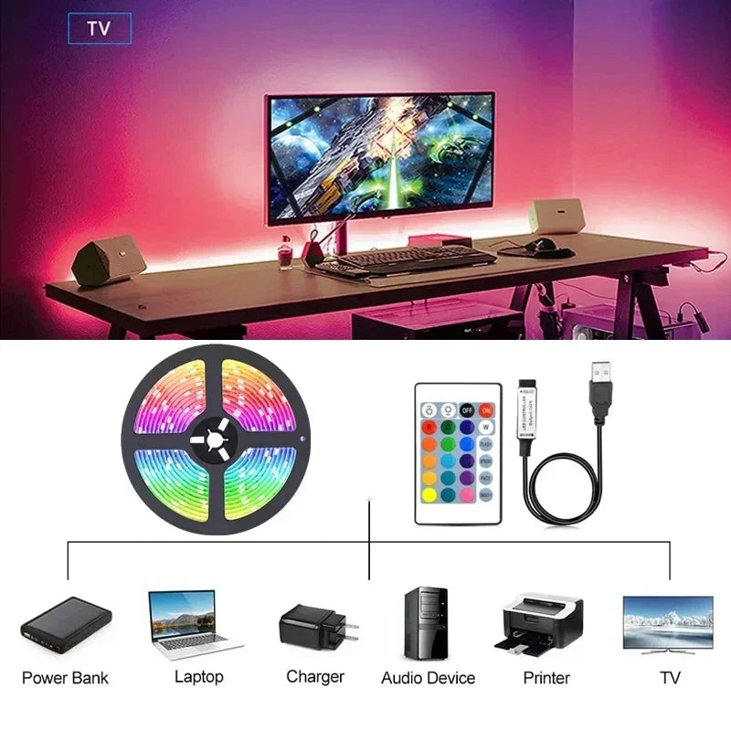 USB RGB LED Streifenlichter mit App-Steuerung für Raum- & TV-Hintergrundbeleuchtung Deko