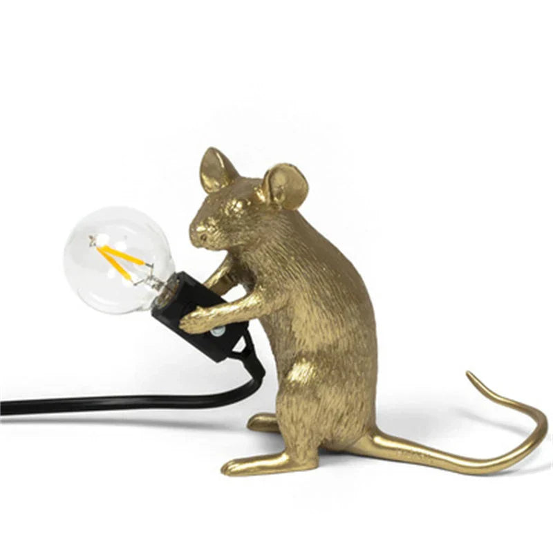 Moderne LED Tier Tischlampen: Resin Ratte, Katze und Eichhörnchen Nachtlichter