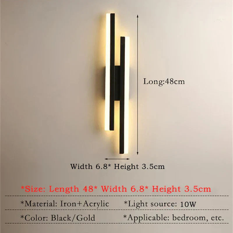Moderne LED Wandleuchte: Schwarz/Gold Acryl Raumdekoration Licht
