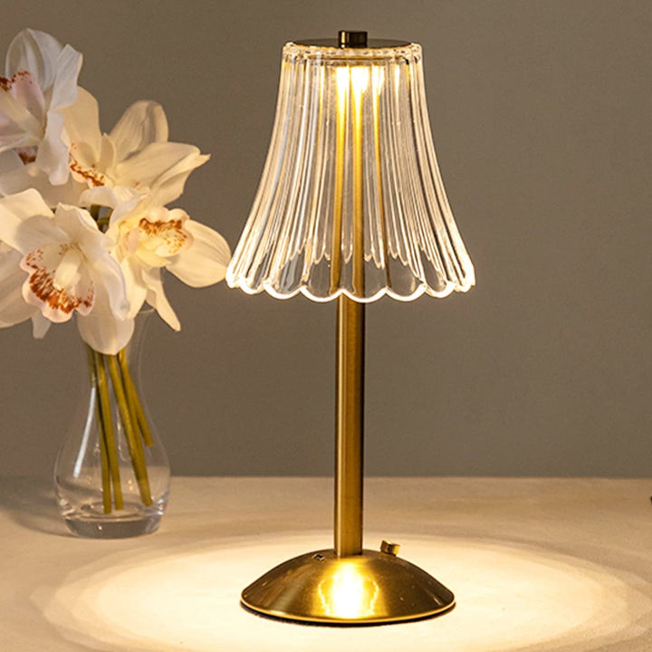 AuraLux – Luxuriöse goldene Kristall-Tae-Lampe mit Touch-Steuerung und Dimmae-LED-Beleuchtung