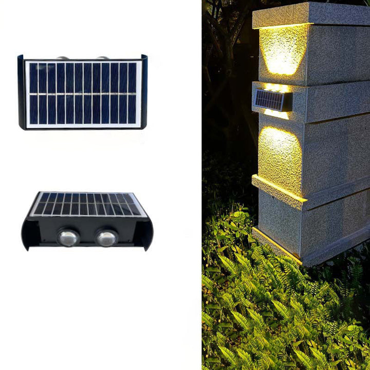 Moderne Einfachheit Solar wasserdichte rechteckige ABS PMMA LED Wandleuchte Lampe für den Außenbereich Terrasse