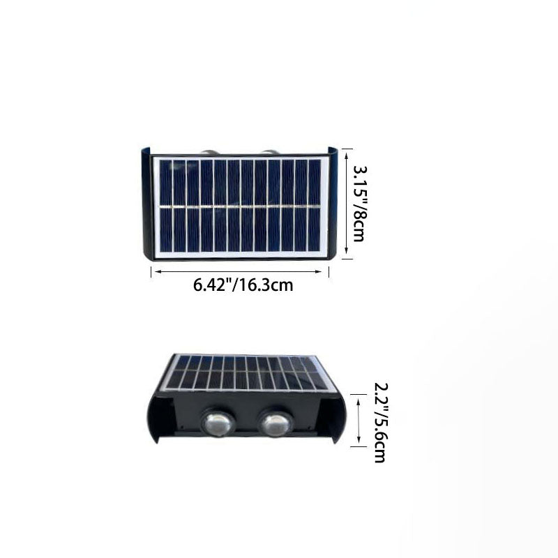 Moderne Einfachheit Solar wasserdichte rechteckige ABS PMMA LED Wandleuchte Lampe für den Außenbereich Terrasse
