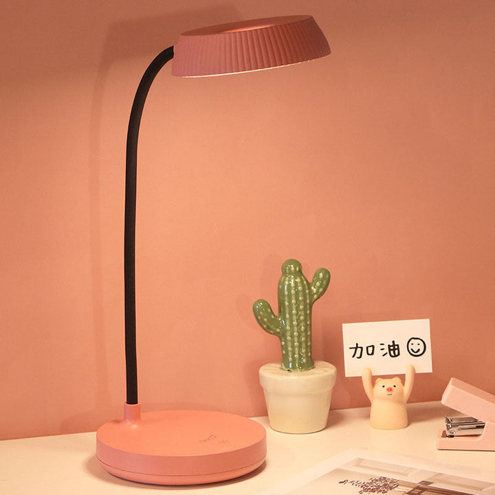 Nordische minimalistische runde LED-Touch-Schreibtischlampe mit Augenschutz und USB-Anschluss