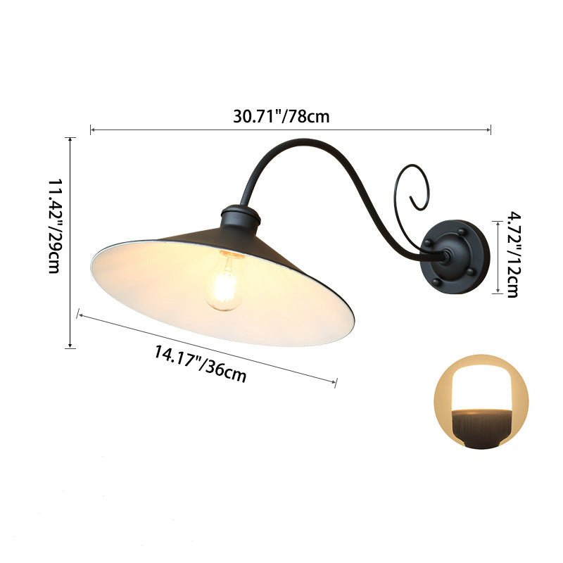 Zeitgenössische Retro Wasserdichte Eisen Runde 1-Licht Wand Sconces Lampe Für Garten
