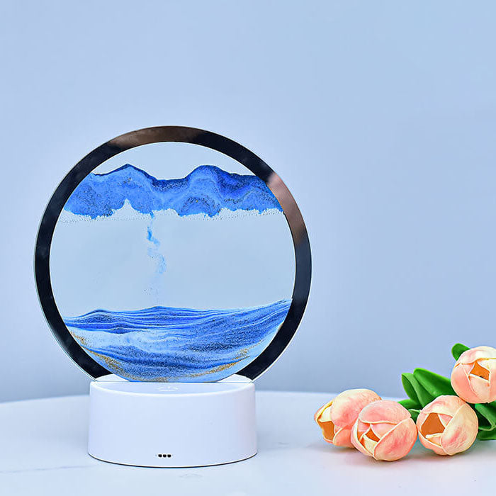 Kreative Runde Sanduhr Quicksand 3D LED Nachttischlampe Tischlampe