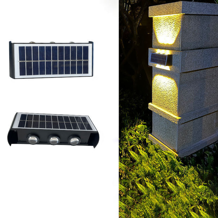 Moderne Einfachheit Solar wasserdichte rechteckige ABS PMMA LED Wandleuchte Lampe für den Außenbereich Terrasse