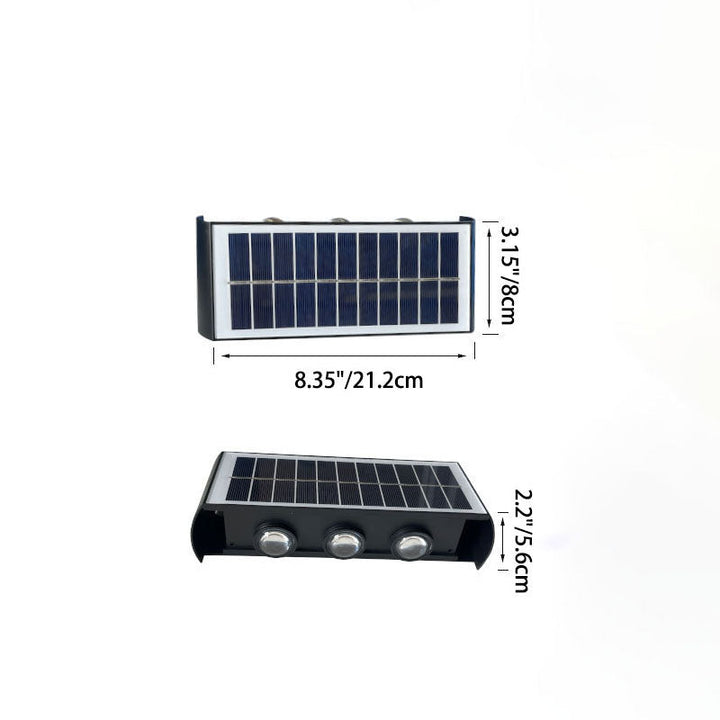 Moderne Einfachheit Solar wasserdichte rechteckige ABS PMMA LED Wandleuchte Lampe für den Außenbereich Terrasse