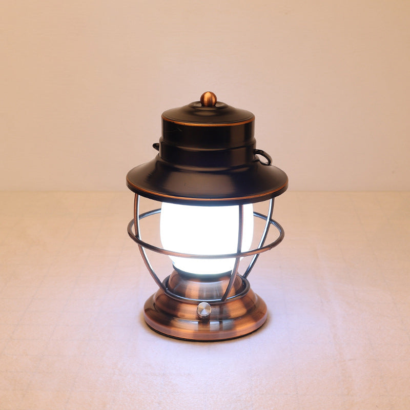Traditionelles Bauernhaus Wasserdichte Wiederaufladbare Eisen Acryl Zylinder LED Tischlampe Für Unterhaltungsraum