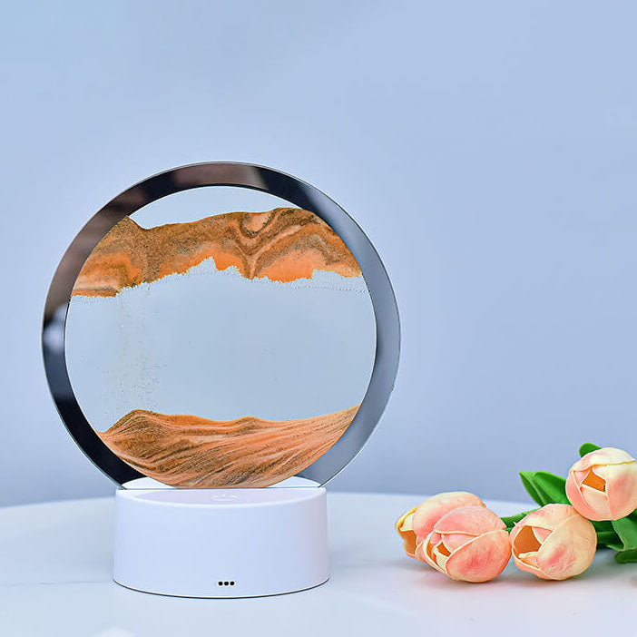 Kreative Runde Sanduhr Quicksand 3D LED Nachttischlampe Tischlampe