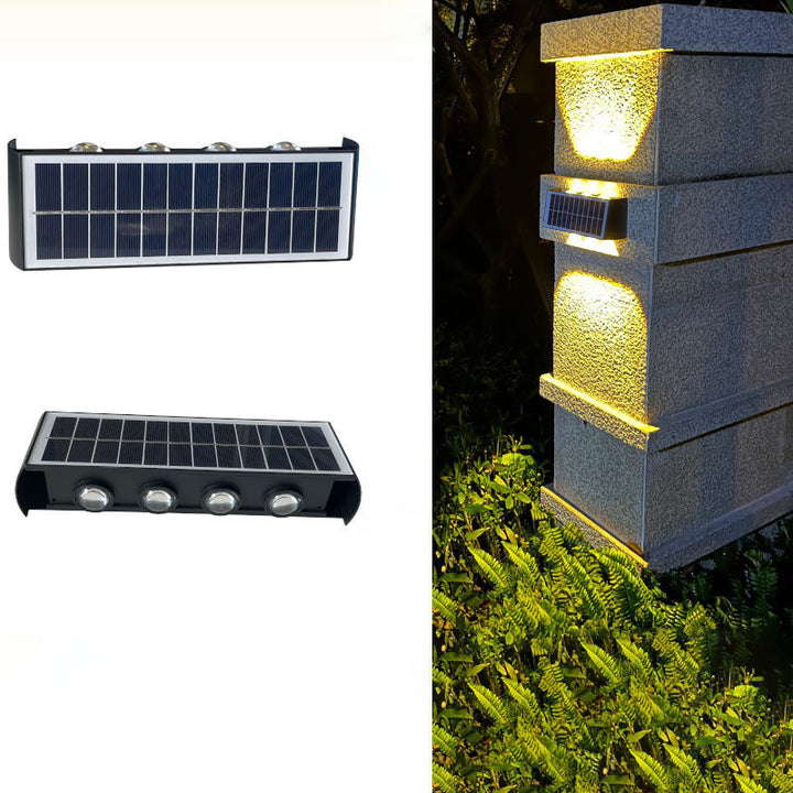 Moderne Einfachheit Solar wasserdichte rechteckige ABS PMMA LED Wandleuchte Lampe für den Außenbereich Terrasse