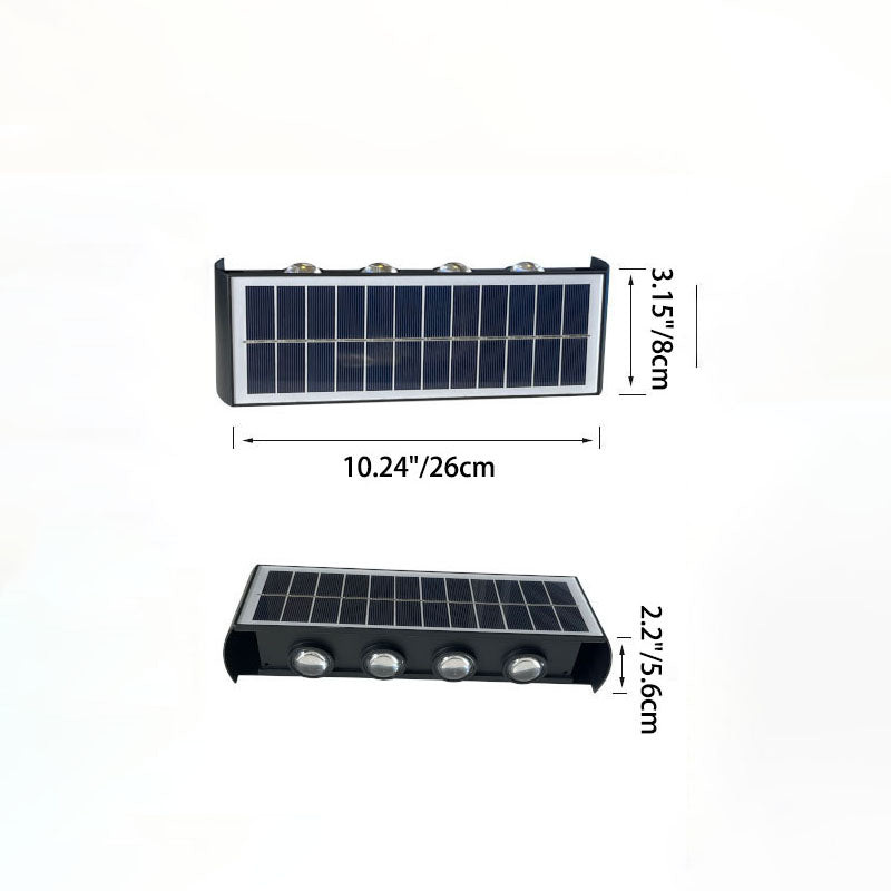 Moderne Einfachheit Solar wasserdichte rechteckige ABS PMMA LED Wandleuchte Lampe für den Außenbereich Terrasse